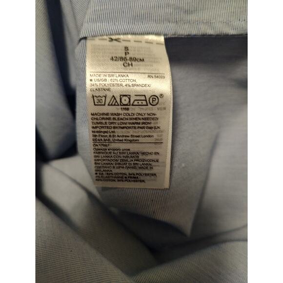 Banana Republic Parker Blue White Micro Check Long Sleeve Tunic Shirt Small - Picture 12 of 13